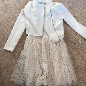 White/Cream Dress With Gold Dots